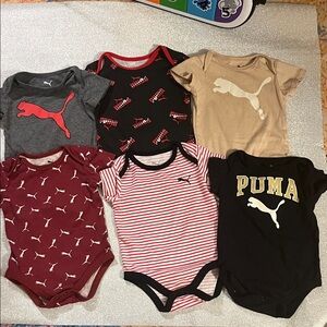Puma Kids Bodysuit Set - Red, Black, Gray, Tan